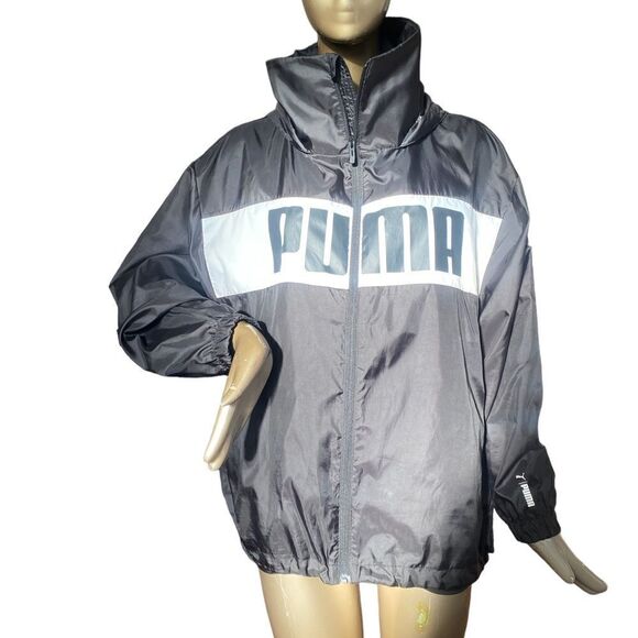 Mens Puma windbreaker XL black and white. Optional rain hood - Picture 1 of 11